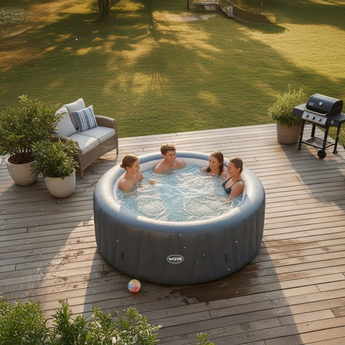 Atlantic | 4-Person Inflatable Hot Tub | Round | Integrated Heater Dark Grey