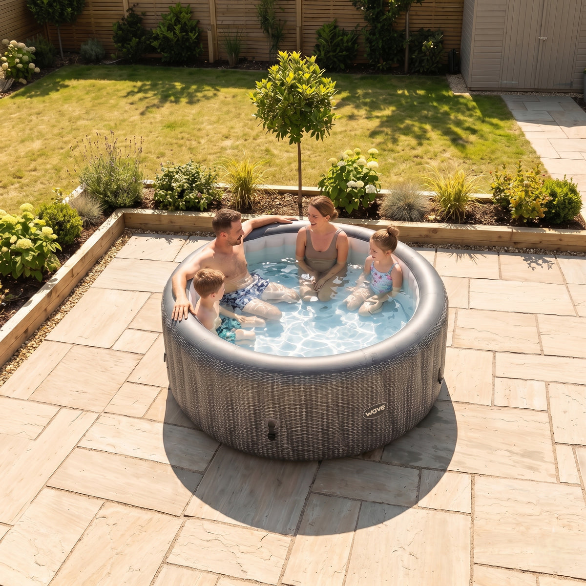 Atlantic | 6-Person Inflatable Hot Tub | Round | Integrated Heater Grey Rattan