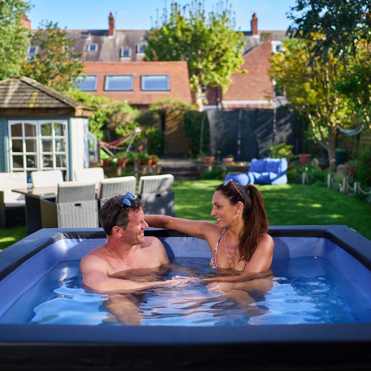 Garda | 4-Person Eco Foam Hot Tub | Square | Built-In Integrated Heater Flint