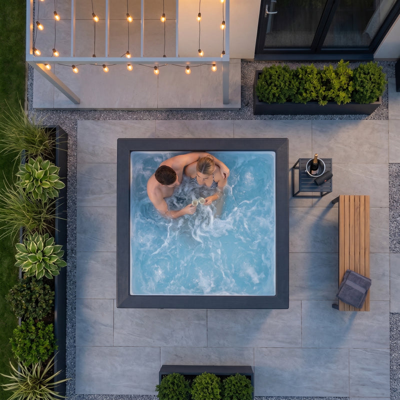 Garda |6-Person Eco Foam Hot Tub | Square | Built-In Integrated Heater Charcoal