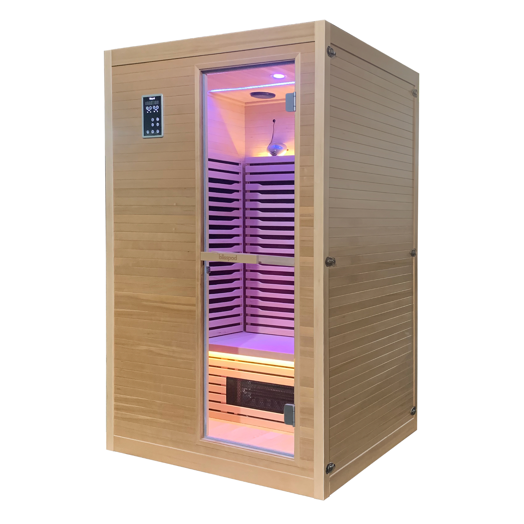 Blisspod | Helsinki | Full Spectrum + Red Light Therapy | Deluxe Sauna | Low EMF | Extra-Large Red-Light Therapy Penal | Infrared Red Glass Heaters & Chromotherapy | 2 Person