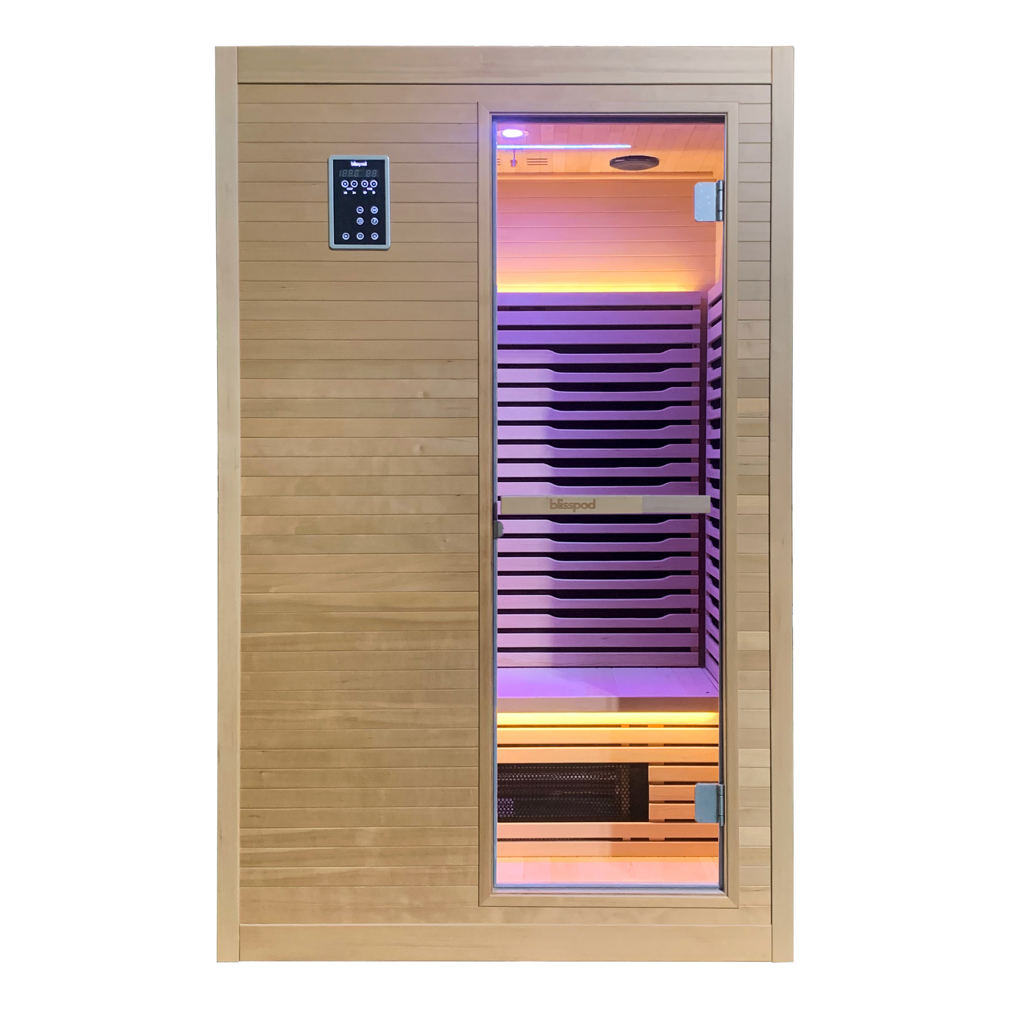 Blisspod | Helsinki | Full Spectrum + Red Light Therapy | Deluxe Sauna | Low EMF | Extra-Large Red-Light Therapy Penal | Infrared Red Glass Heaters & Chromotherapy | 2 Person