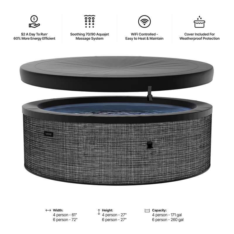 Tahoe | 4-Person Eco Foam Hot Tub | Round | Built-In Integrated Heater Flint