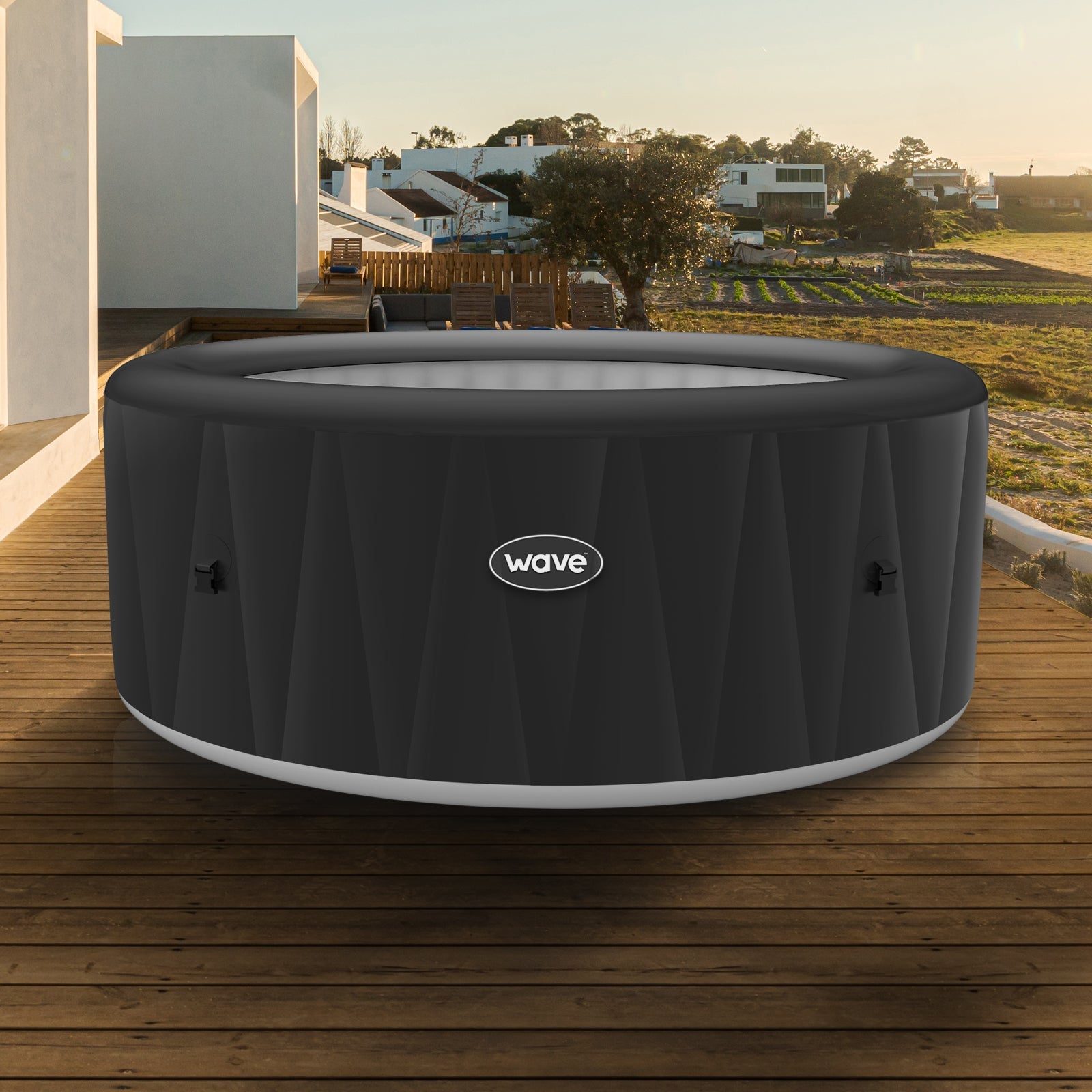 Atlantic | 4-Person Inflatable Hot Tub | Round | Integrated Heater Dark Grey