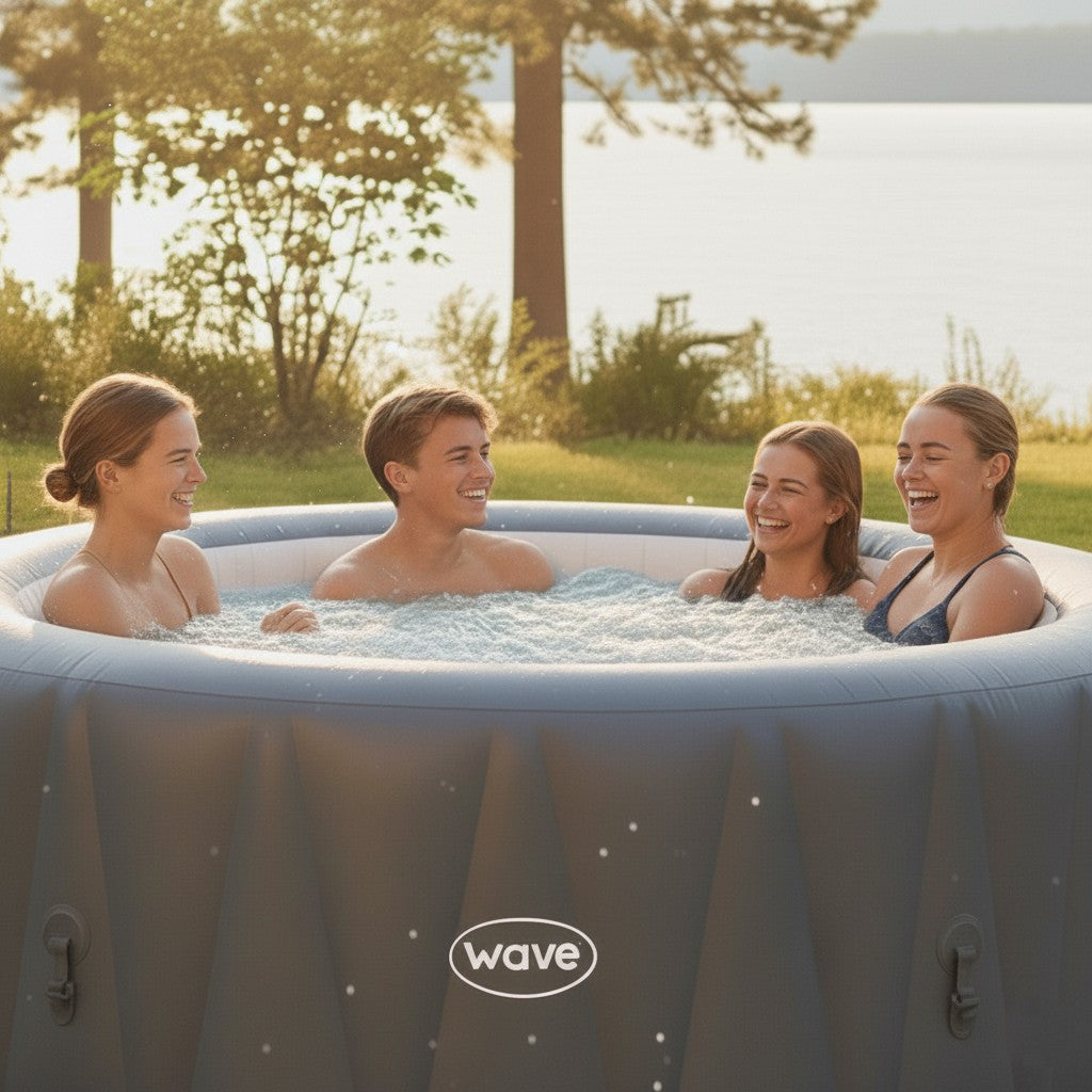 Atlantic | 4-Person Inflatable Hot Tub | Round | Integrated Heater Dark Grey