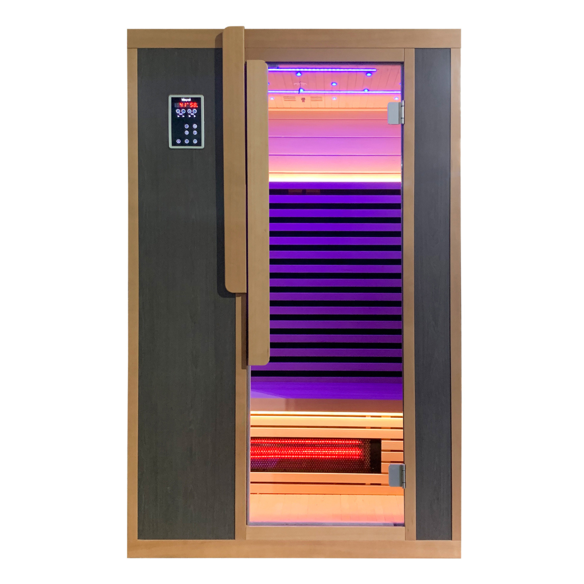 Blisspod | Bergen | Full Spectrum + Red Light Therapy | Deluxe Sauna | Low EMF | Extra-Large Red-Light Therapy Penal | Infrared & Red Glass Heaters & Chromotherapy | 2 Person