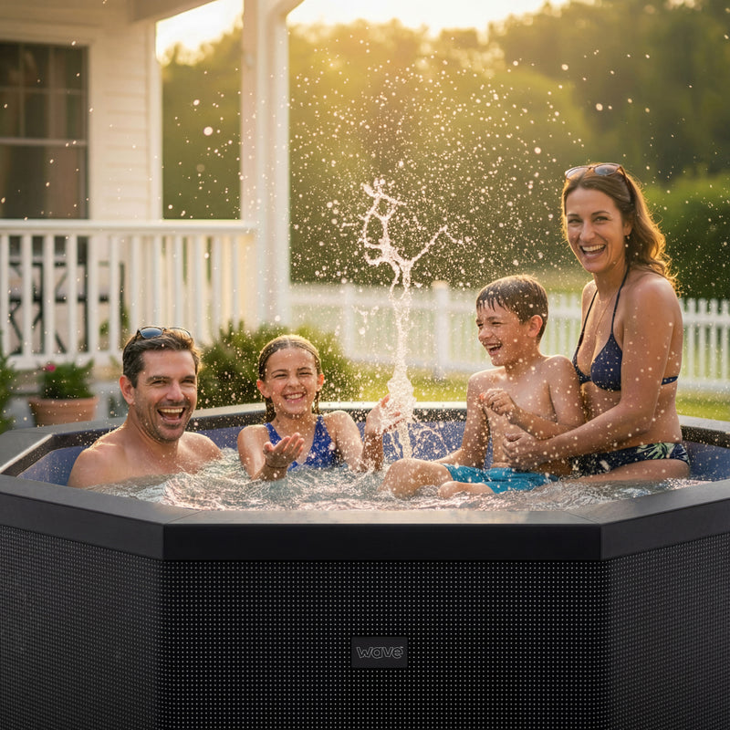 Como | 6-Person Eco Foam Hot Tub | Octagon | Built-In Integrated Heater Charcoal