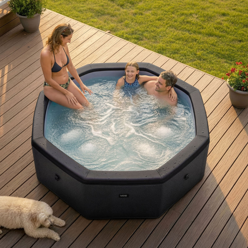 Como | 6-Person Eco Foam Hot Tub | Octagon | Built-In Integrated Heater Charcoal