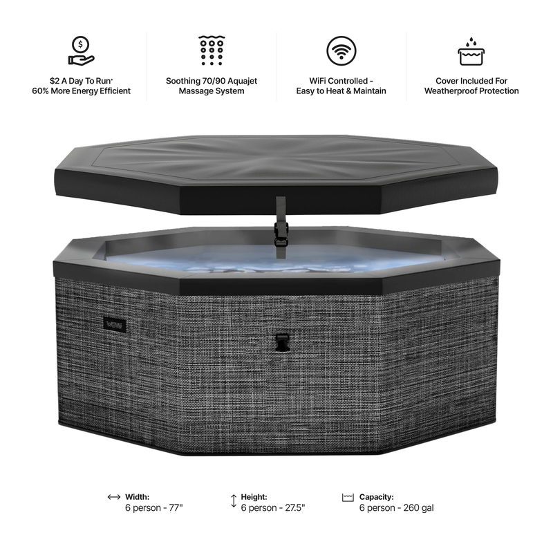 Como | 6-Person Eco Foam Hot Tub | Octagon | Built-In Integrated Heater Flint