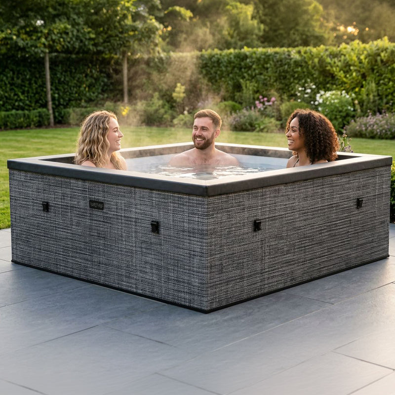 Garda | 6-Person Eco Foam Hot Tub | Square | Built-In Integrated Heater Flint