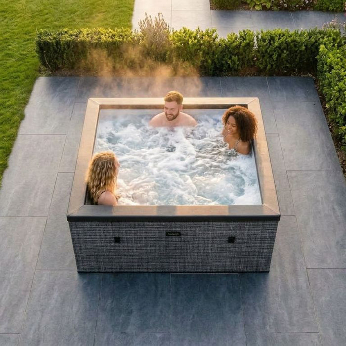 Garda | 4-Person Eco Foam Hot Tub | Square | Built-In Integrated Heater Flint
