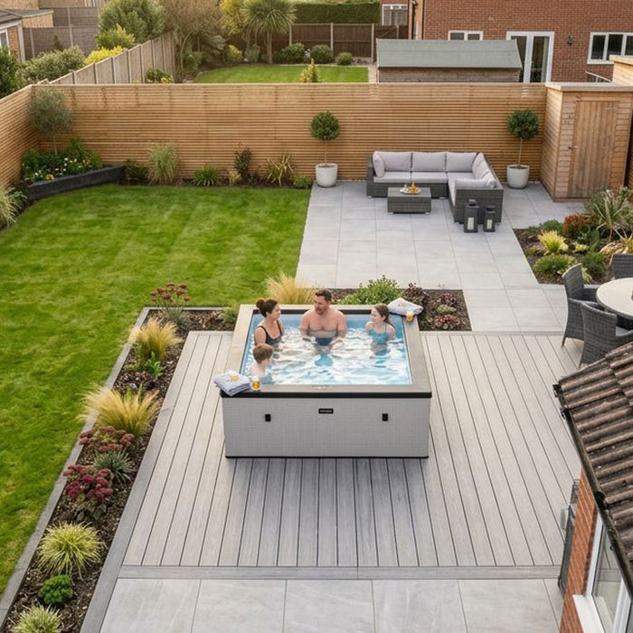Garda | 6-Person Eco Foam Hot Tub | Square | Built-In Integrated Heater Graphite