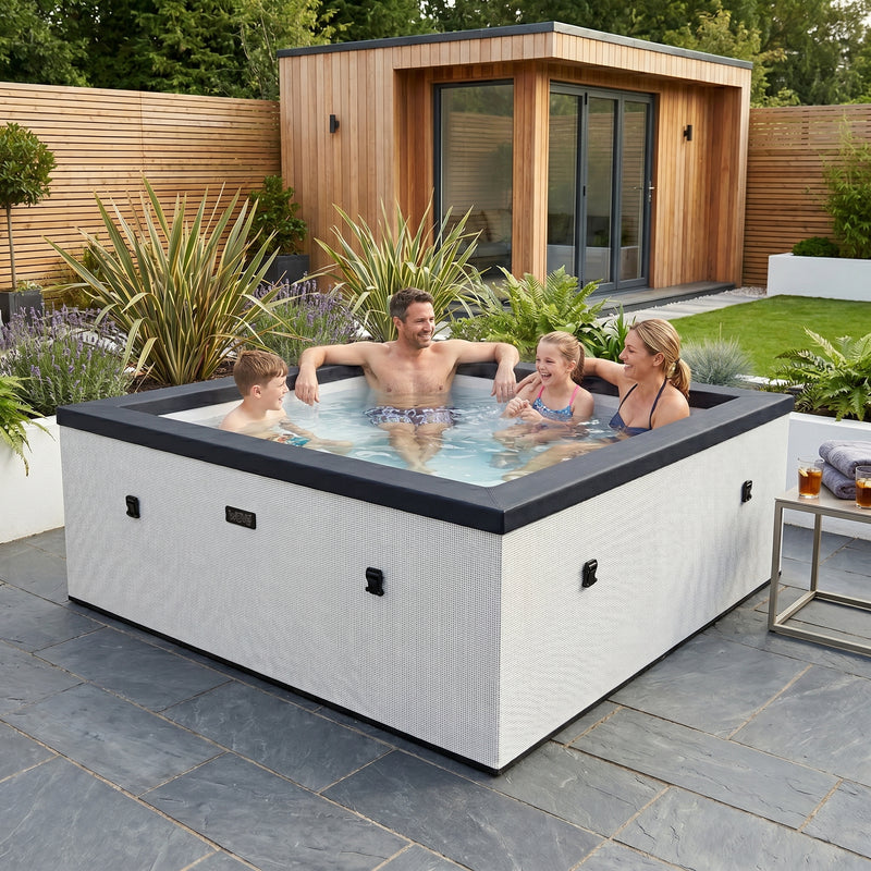 Garda | 6-Person Eco Foam Hot Tub | Square | Built-In Integrated Heater Pebble