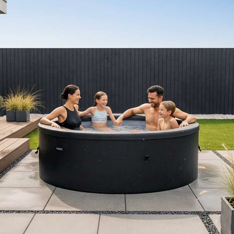Tahoe | 4-Person Eco Foam Hot Tub | Round | Built-In Integrated Heater Charcoal
