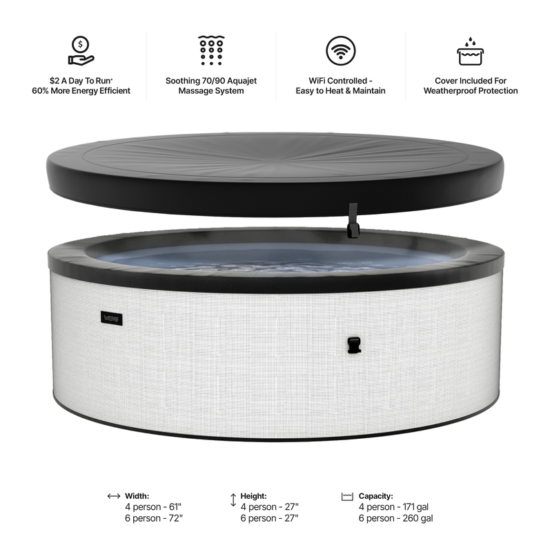 Tahoe | 4-Person Eco Foam Hot Tub | Round | Built-In Integrated Heater Pebble